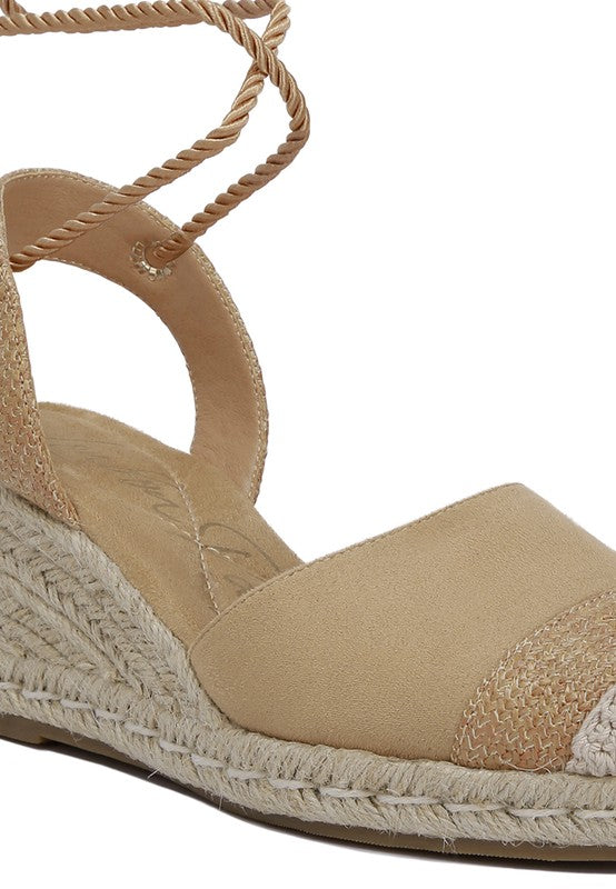 Tan  Lace-Up Crochet Espadrilles