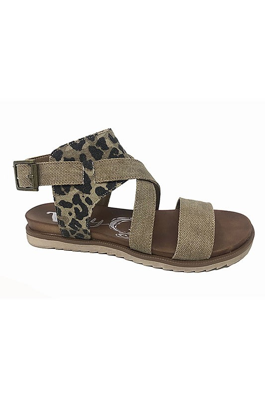 Tan Leopard D-JAYLA Ankle Strap, Sandals