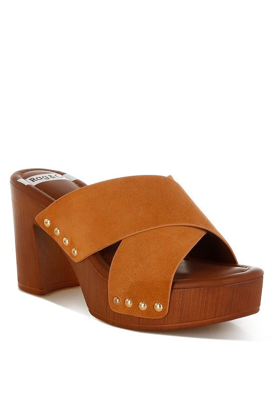 Tan Mearsk Genuine Suede Leather Clogs