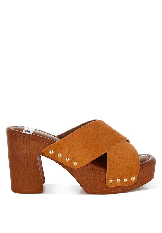Tan Mearsk Genuine Suede Leather Clogs