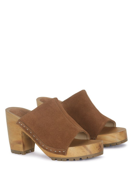 Tan  SUEDE SLIDE CLOGS