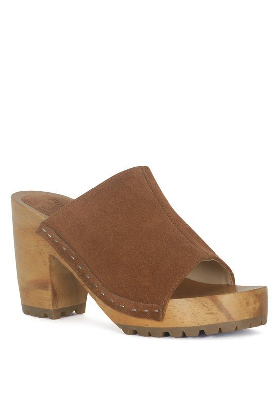 Tan  SUEDE SLIDE CLOGS