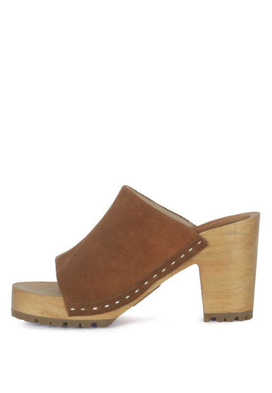 Tan  SUEDE SLIDE CLOGS