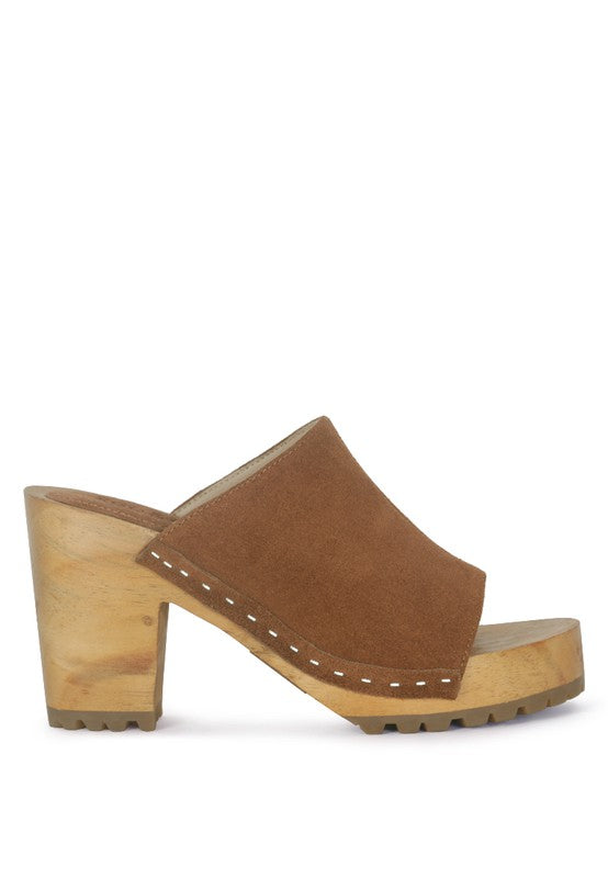 Tan  SUEDE SLIDE CLOGS