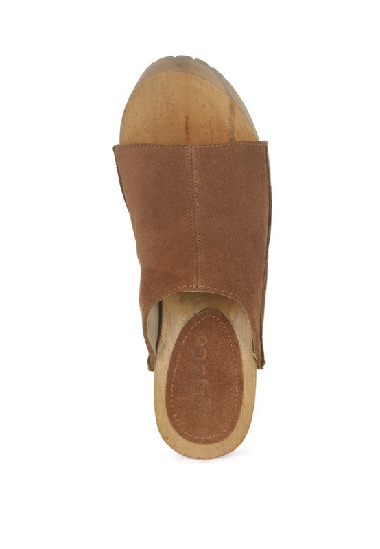 Tan  SUEDE SLIDE CLOGS