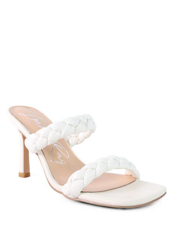 White BELADONA BRAIDED STRAP MID HEEL SANDAL