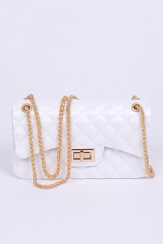 White Quilted Embossed Jelly Bag
