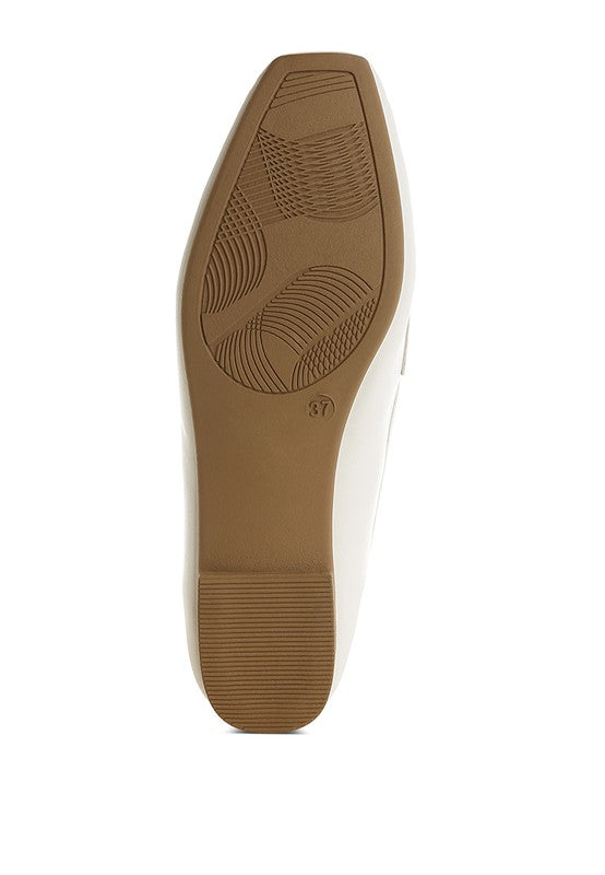White Studded Faux Leather Loafers