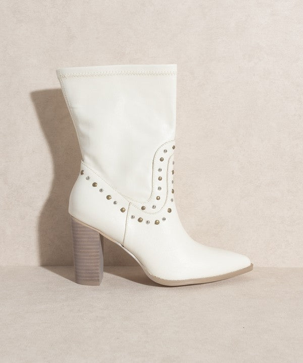 White Western Studded Boots