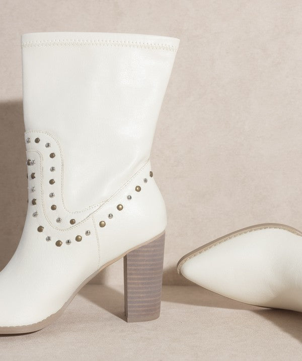 White Western Studded Boots