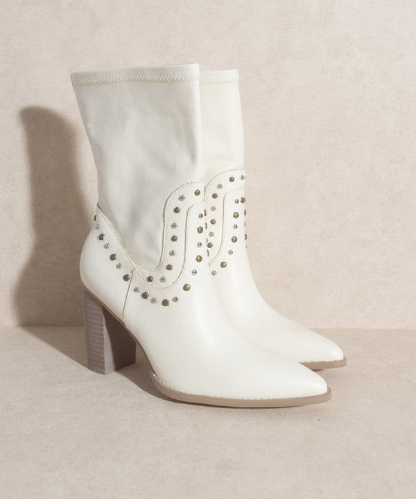 White Western Studded Boots