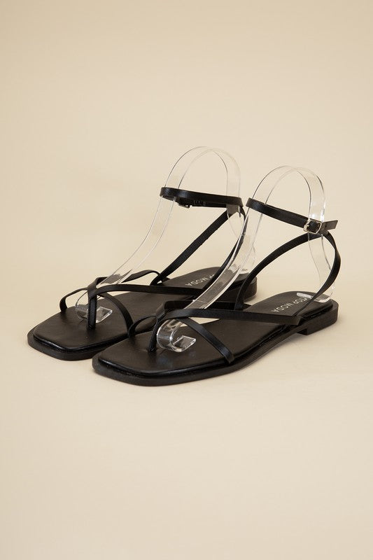 Black Casual Strappy Flat Sandals