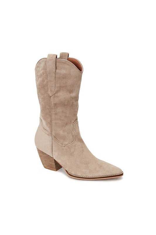 Taupe ARISA FAUX SUEDE WESTERN BOOTS