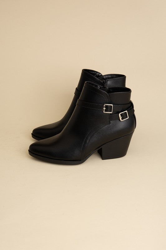 Black Nadine Ankle Buckle Boots