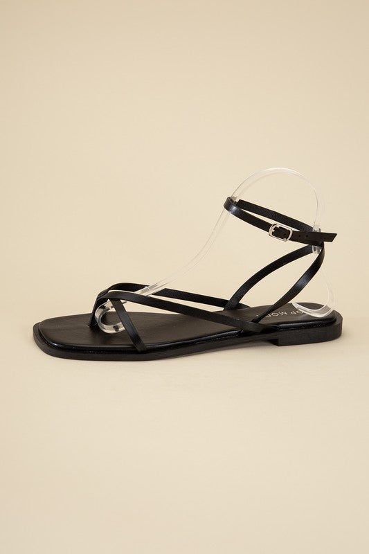 Black Casual Strappy Flat Sandals