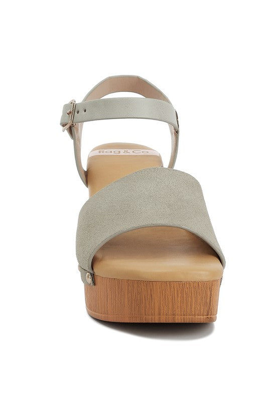 Beige Suede High Block Sandals