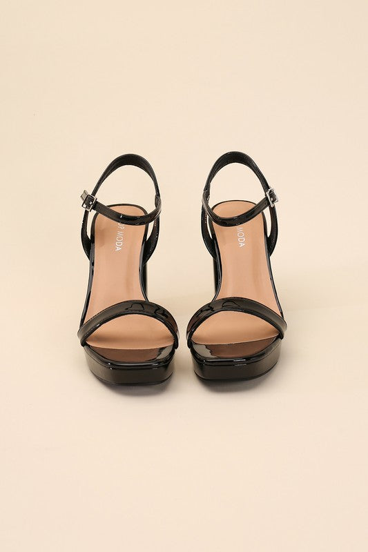 Black Stylish Ankle Strap Block Heel