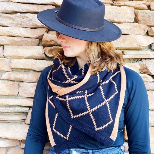 Navy Gold Paris Class Knit Scarf