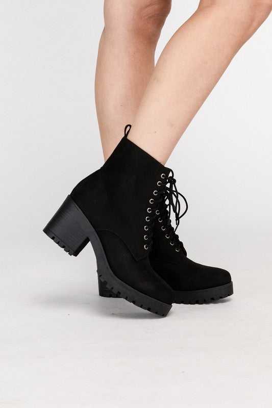 Black  FUZZY Combat Boots