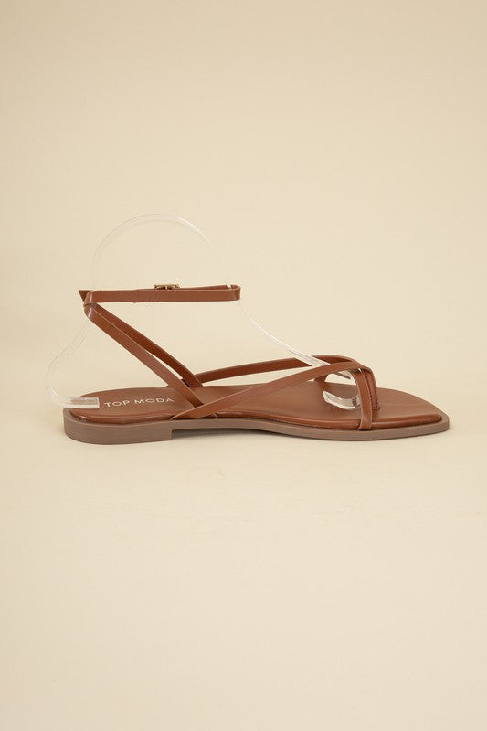 Tan Casual Strappy Flat Sandals