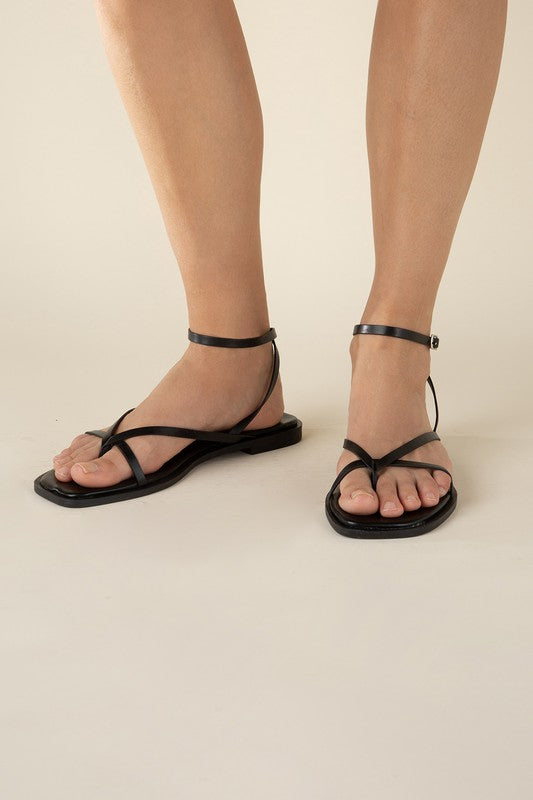 Black Casual Strappy Flat Sandals