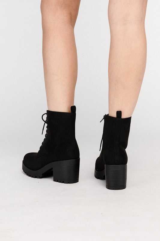 Black  FUZZY Combat Boots