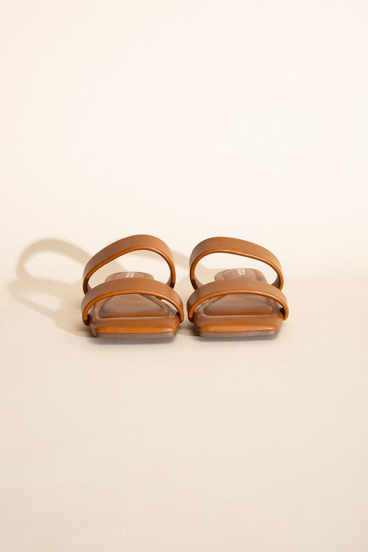 Tan  Double Strap Slides