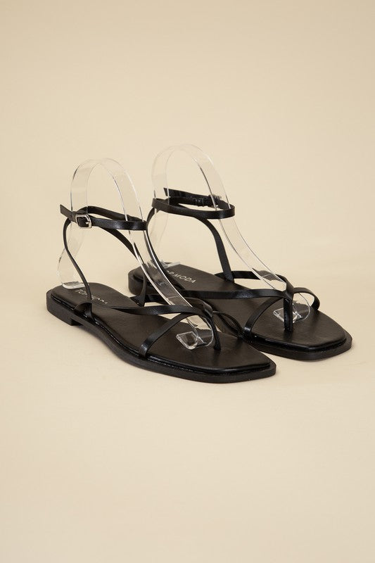 Black Casual Strappy Flat Sandals