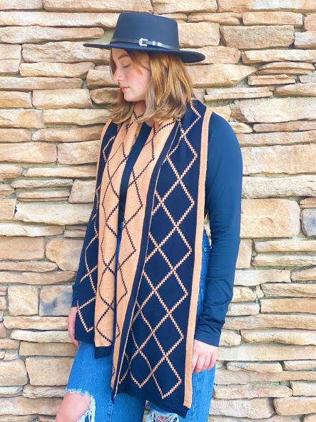 Navy Gold Paris Class Knit Scarf