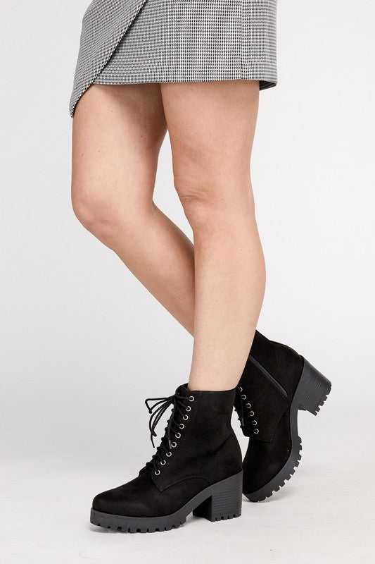 Black  FUZZY Combat Boots