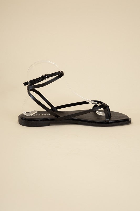 Black Casual Strappy Flat Sandals