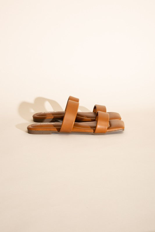 Tan  Double Strap Slides